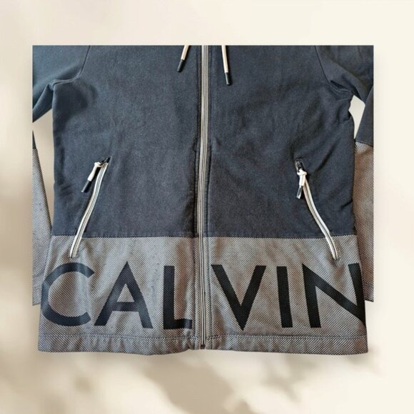 Calvin Klein Men Lightweight‎ Black and White Jacket with Hood Size Medium - Picture 4 of 7